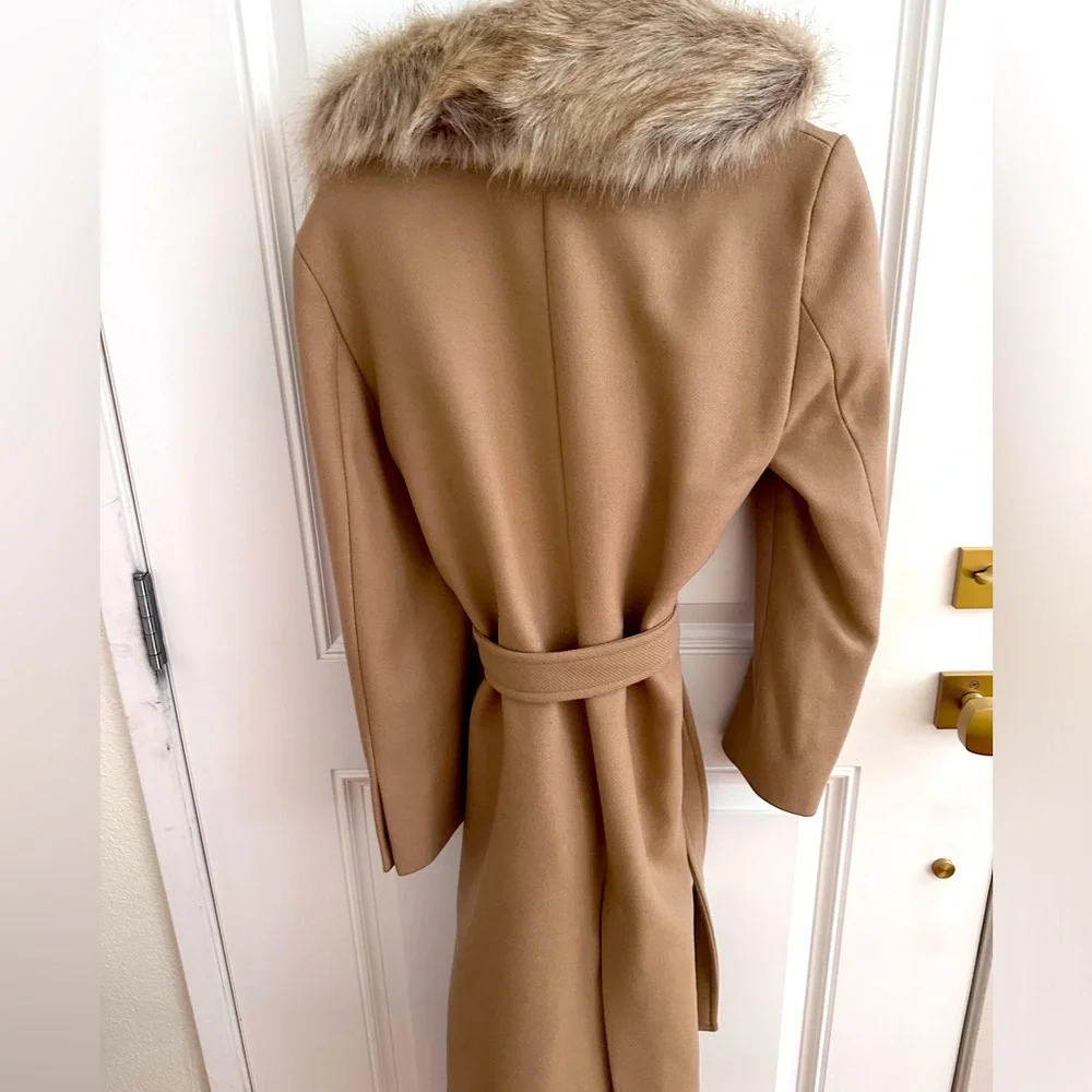 NEW w/o Tags Zara Long Wool Blend Coat Sz L - Picture 7 of 8